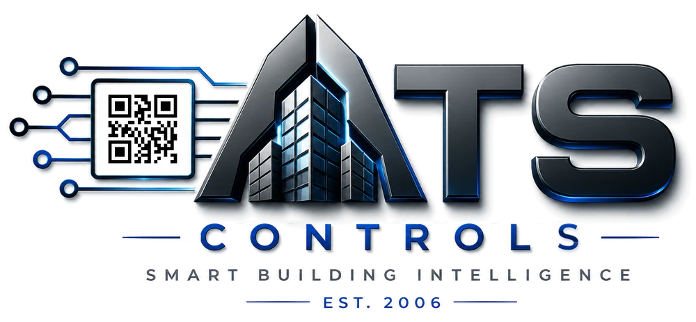 ATS Controls logo — Smart Building Intelligence, Est. 2006. QR code opens ATSControls.com